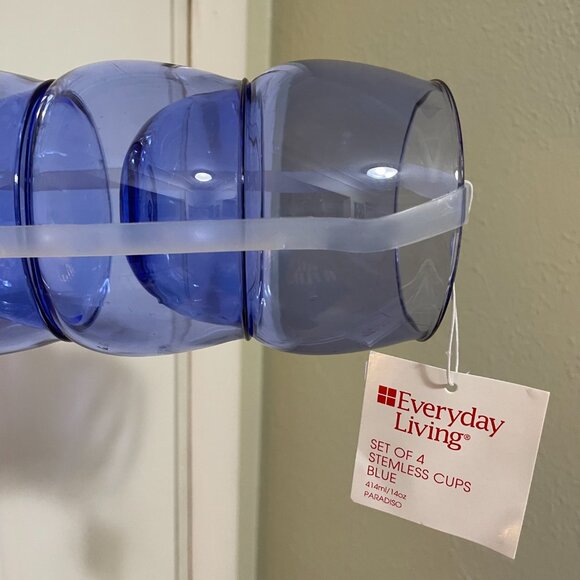 Everyday Living Set of 4 Stemless Cups - Blue NWT MUST BE BUNDLED - Picture 7 of 7